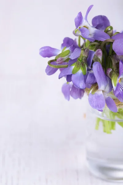 Flores violetas sobre mesa de madera —  Fotos de Stock