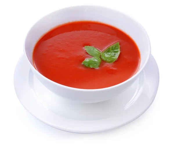 Leckere Tomatensuppe, isoliert auf weiß — Stockfoto