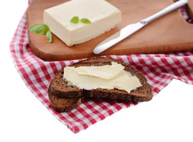 beyaz izole tereyağlı çavdar ekmek