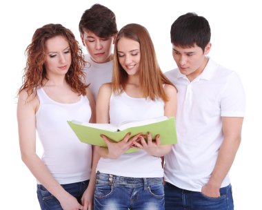 gençlerin grup üzerinde beyaz izole mutlu güzel