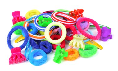 lastiği izole üzerinde beyaz ve renkli barrette
