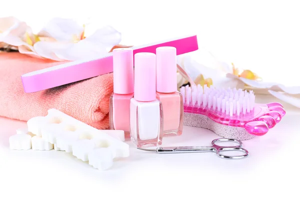 Conjunto de pedicure isolado em branco — Fotografia de Stock