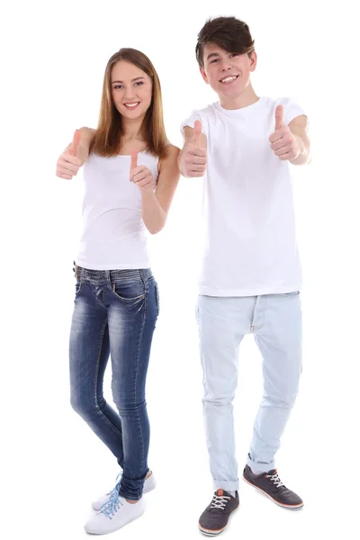 Dos jóvenes bellos aislados en blanco — Foto de Stock