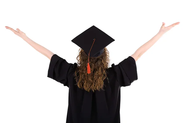 Graduating student isolated on white — Stock Photo, Image