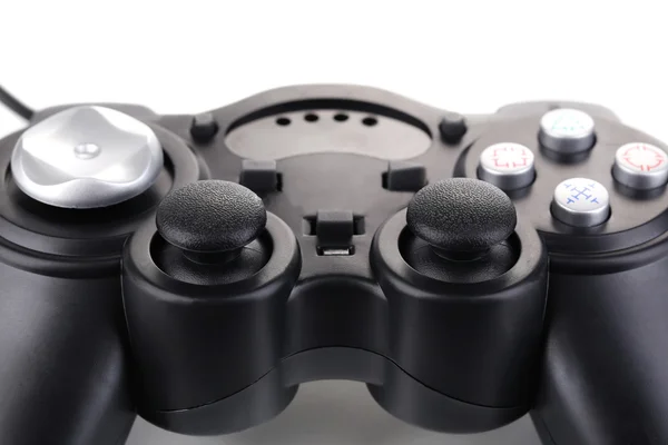 Black game controller isolated on white — Stock Photo, Image