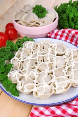 Rus haşlanmış mantı et köfte - yakın çekim