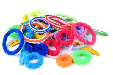 lastiği izole üzerinde beyaz ve renkli barrette