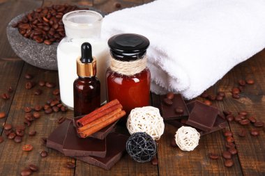 ahşap masa yakın çekim güzel çikolata spa ayarı