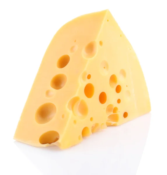 Stück Käse, isoliert auf weiß — Stockfoto