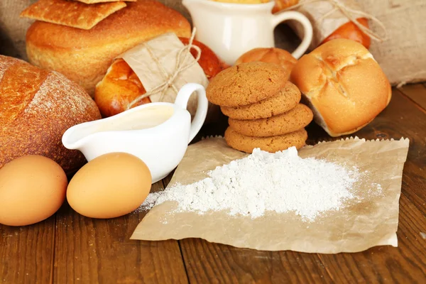 Tasty flour products close up — Stock Photo, Image