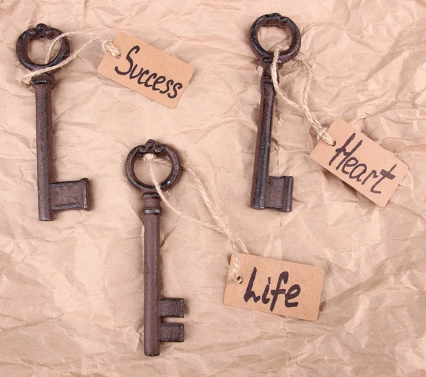 Keys to happiness, Conceptual photo. On color background — Stock Photo, Image