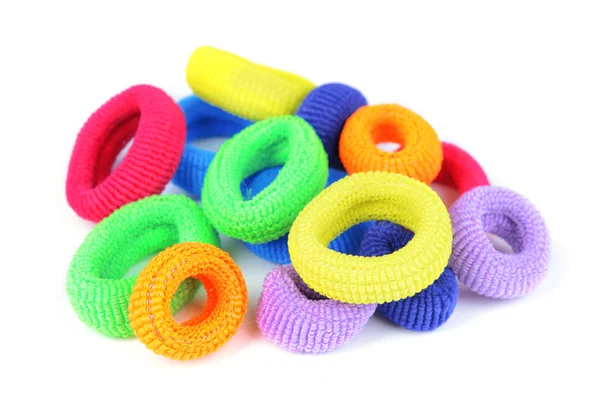 Beyaz izole renkli scrunchies — Stok fotoğraf