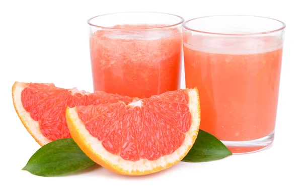 Ripe grapefruit with juice isolated on white — Stock Photo, Image