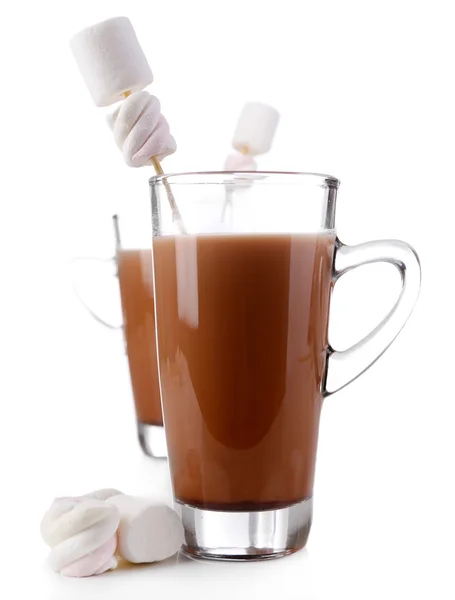 Chocolate caliente con malvaviscos, aislado en blanco —  Fotos de Stock