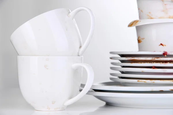 Dirty dishes isolated on white — Stock Photo, Image