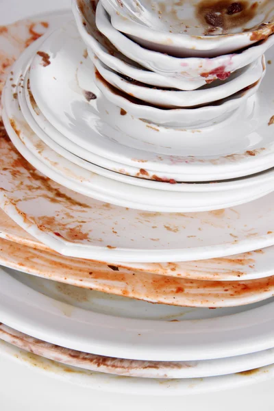 Грязная посуда закрывается — стоковое фото