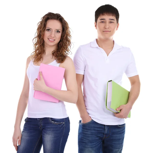 Two beautiful young people isolated on white Stock Picture