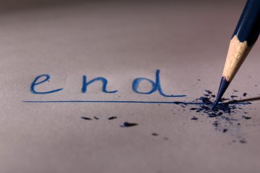 son kelime ve Kalem kağıda kırma, yakın çekim