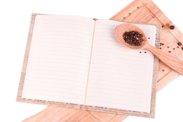 Livro de receitas em branco isolado em branco — Fotografia de Stock