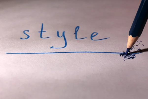 Word stili ve Kalem kağıda kırma, yakın çekim — Stok fotoğraf