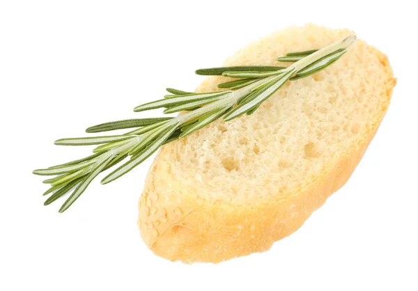 Pan fresco y romero aislados en blanco —  Fotos de Stock