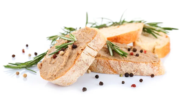 Fresh pate with bread isolated on white — Stock Photo, Image