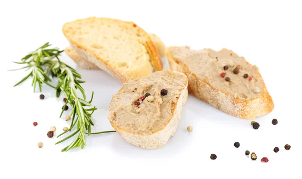 Patè fresco con pane isolato su bianco — Foto Stock