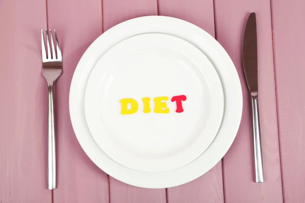 Płyta z napisem diety na zachwycający zbliżenie — Zdjęcie stockowe