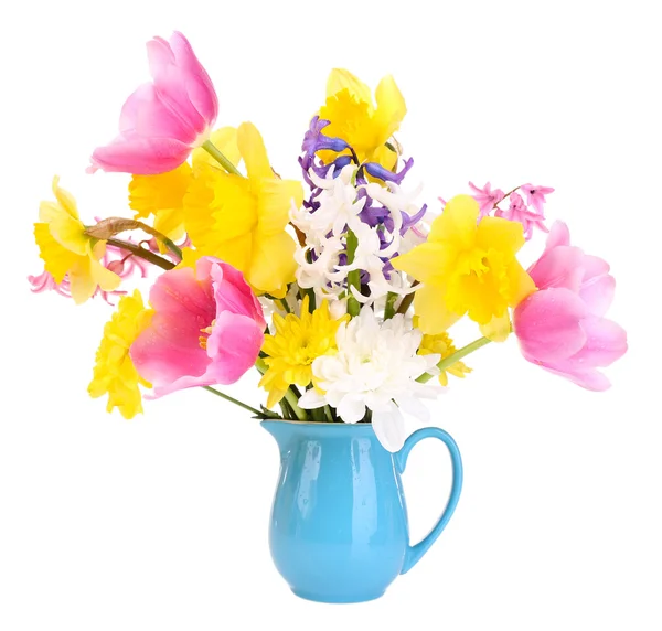 Beautiful flowers in vase isolated on white — Stock Photo, Image