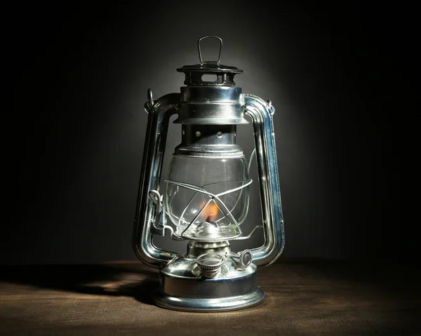 Kerosene lamp on dark grey background — Stock Photo, Image