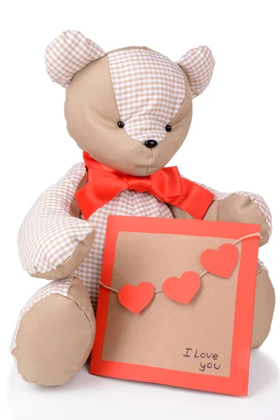 Ведмідь іграшка ізольована на білому — стокове фото