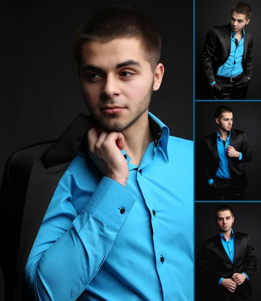 Snapshot of model. Handsome man on black background — Stock Photo, Image