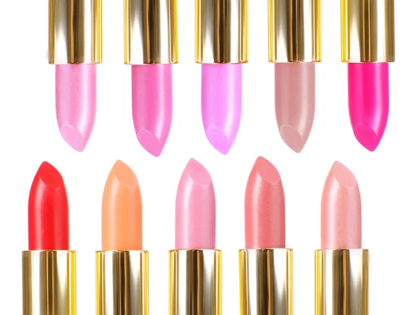 Beautiful lipsticks isolated on white — Stock Photo, Image