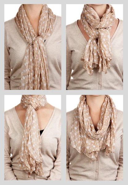 4 가지 방법으로 스카프를 넥타이 콜라주 — 스톡 사진