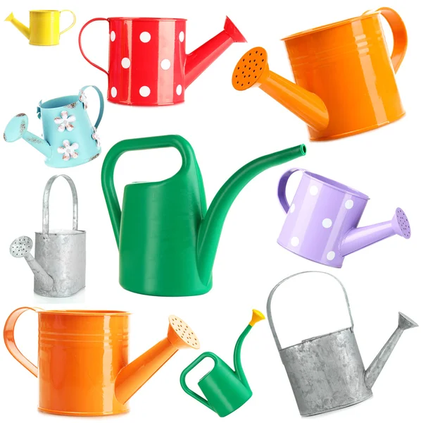 Watering can collection isolated on white — Stock Photo, Image