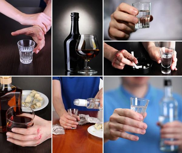 Collage de alcoholismo de cerca — Foto de Stock