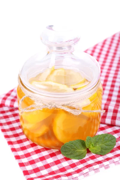 Tasty lemon jam on table close-up — Stock Photo, Image