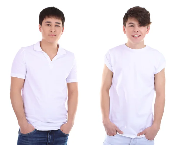 Hübsche junge Männer isoliert auf weiß — Stockfoto