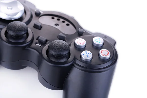 Controlador de jogo preto isolado no branco — Fotografia de Stock