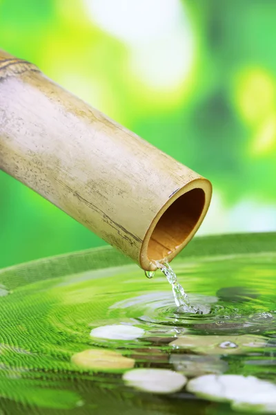 Balneario naturaleza muerta con fuente de bambú, sobre fondo brillante — Foto de Stock