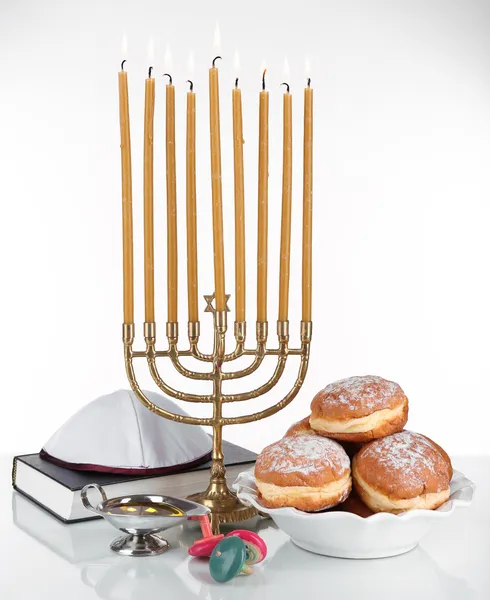 Festive composition for Hanukkah isolated on white — Stock Photo, Image