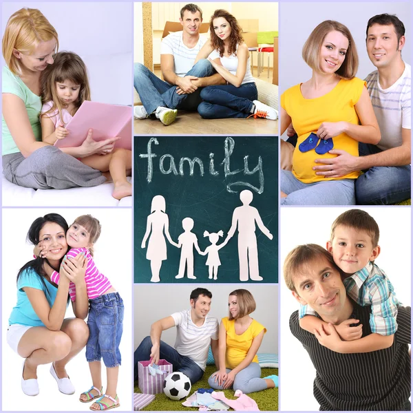 Glückliche Familiencollage — Stockfoto