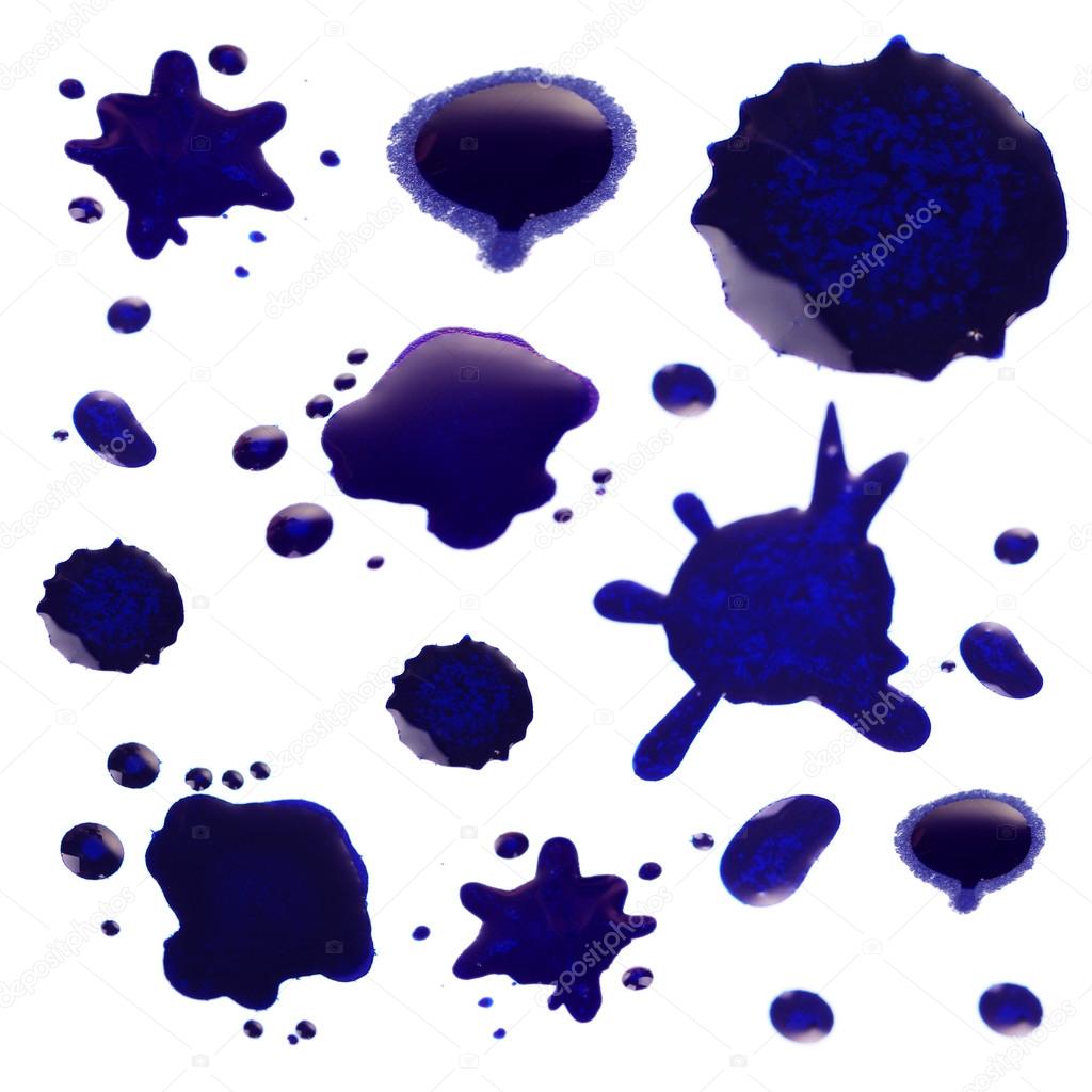 Ink blot collection isolated on white