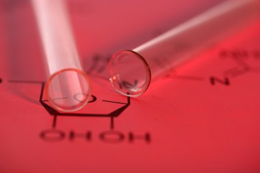 testen van buizen en reactie formule, close-up