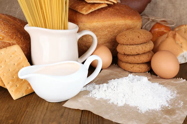 Tasty flour products close up — Stock Photo, Image