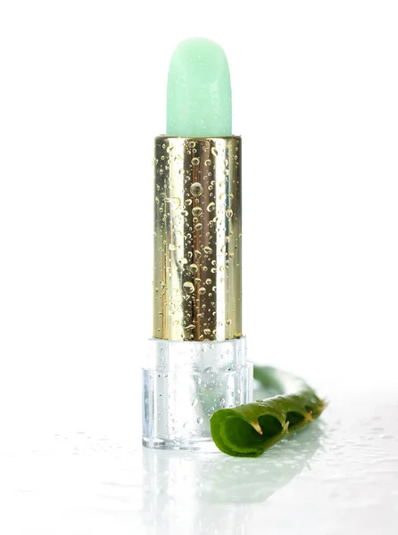 Hygienic lipstick with aloe isolated on white — Stock Photo, Image