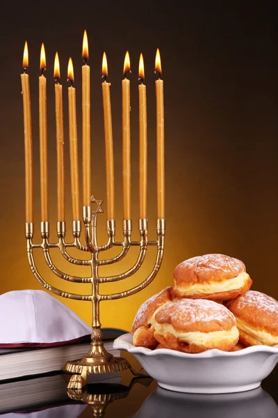 Festive composition for Hanukkah on dark background — Stock Photo, Image