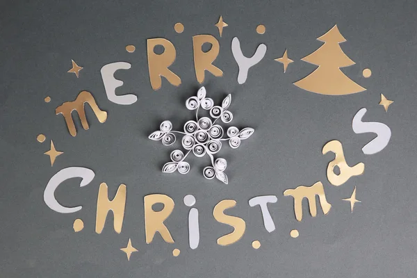 Crăciun fericit litere pe fundal gri — Fotografie, imagine de stoc