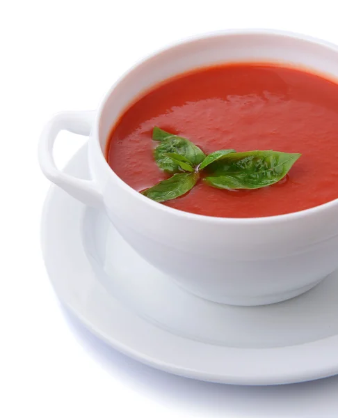 Sabrosa sopa de tomate, aislado en blanco —  Fotos de Stock