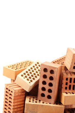 Yeni tuğlalar, üzerinde beyaz izole 